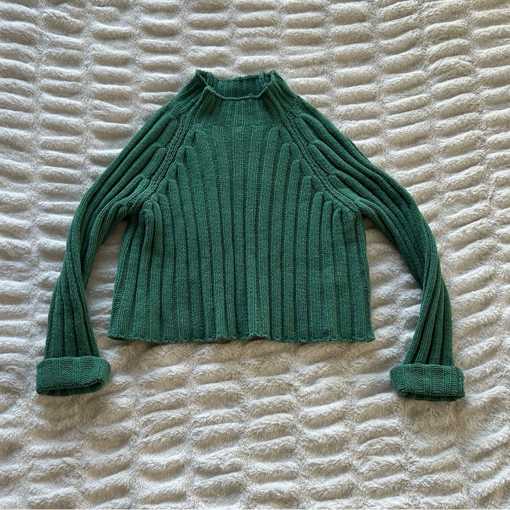 American Eagle Outfitters Teal Ribbed Women's Sweater
